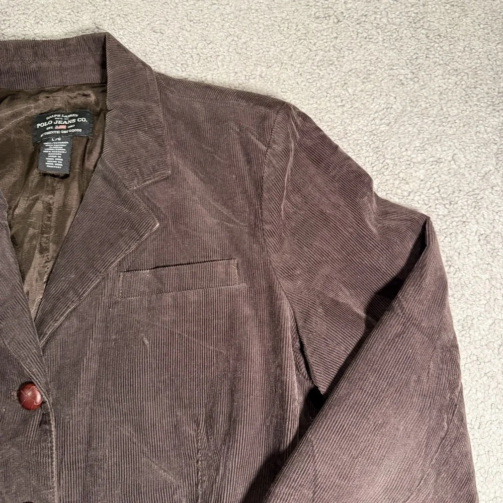 POLO JEANS Co. RALPH LAUREN Women's Brown Corduroy Jacket Size L Preppy - Picture 4 of 14
